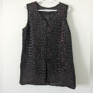 Jackie K Vintage Sequined Vest Top, Women's, Size XL, Multicolor Tweed